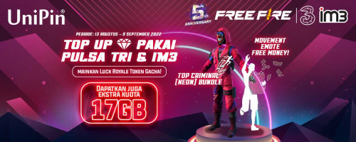 Top Up Diamonds Pakai Pulsa Tri & IM3, Main Luck Royale Free Fire Makin Cuan!